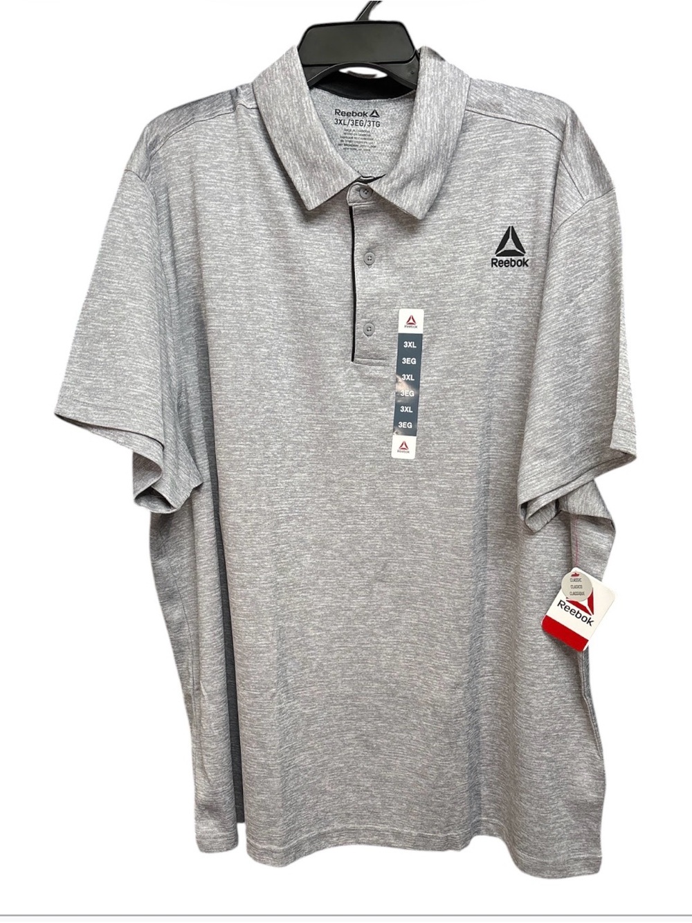 ✔️Reebok Men’s Performance Polo Shirt GrayShort Sleeve Golf Top 3XL